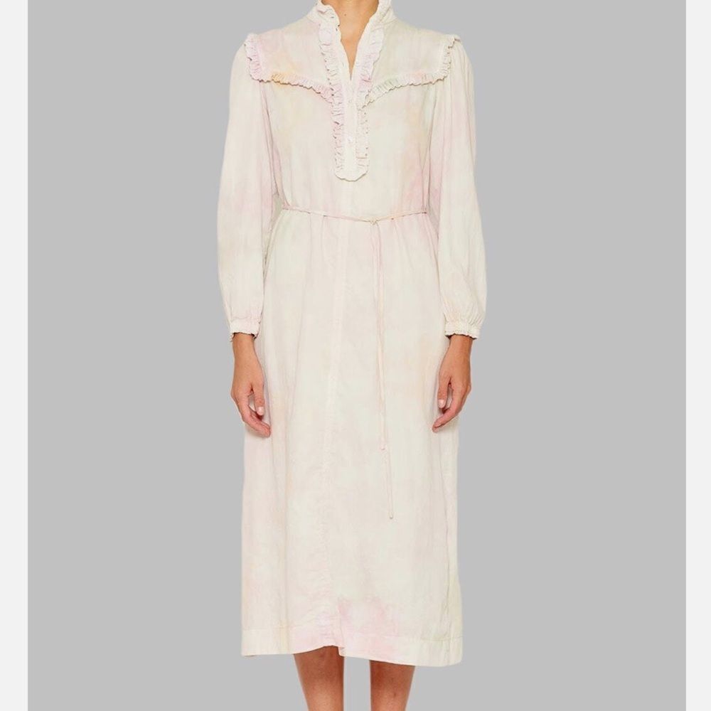 Raquel Allegra Luna Ruffle Midi Dress 0